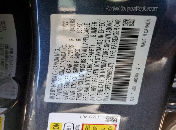 2HGFE2F52PH509878 2023 HONDA CIVIC Gray Вид наклейки з VIN-кодом