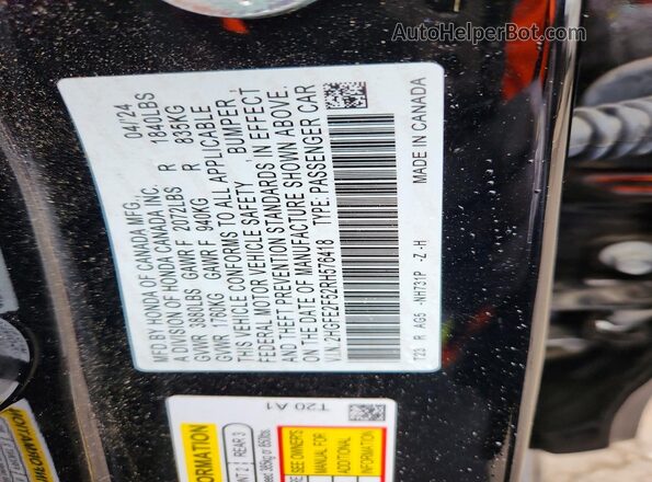 2HGFE2F52RH576418 2024 HONDA CIVIC Black Widok naklejki z numerem VIN