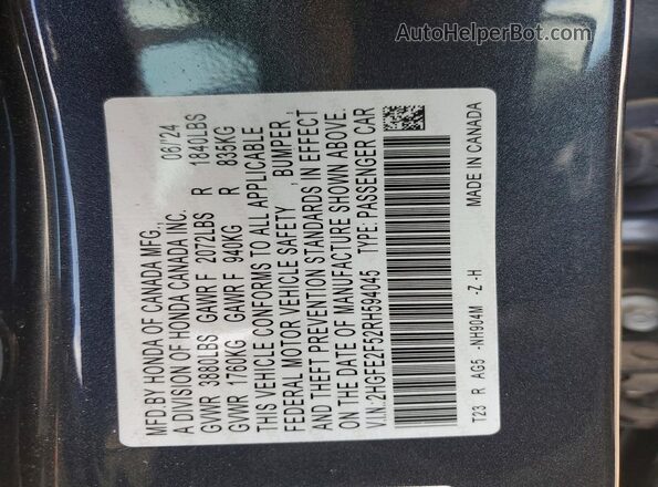 2HGFE2F52RH594045 2024 HONDA CIVIC Charcoal Vista del compartimento del motor