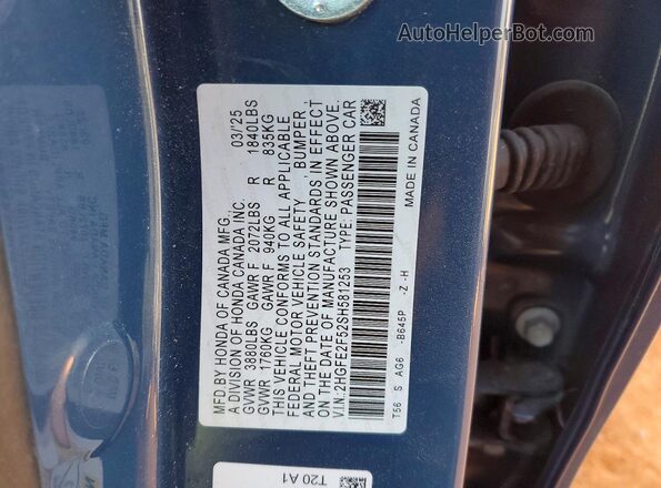2HGFE2F52SH581253 2025 HONDA CIVIC Blue 