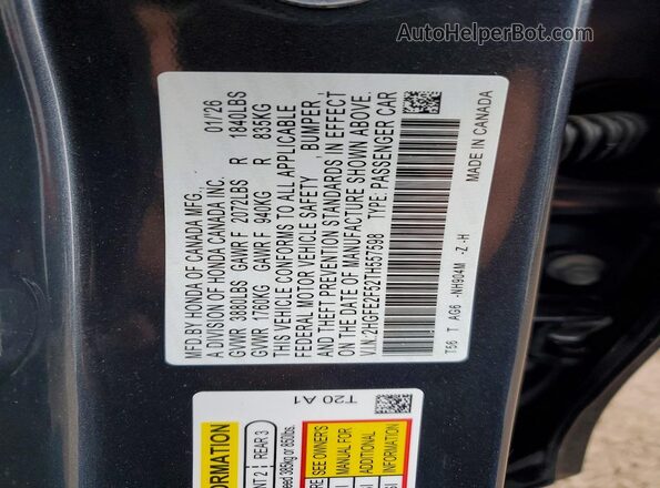 2HGFE2F52TH557598 2026 HONDA CIVIC Gray 