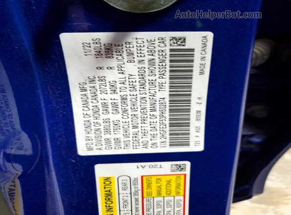 2HGFE2F53PH502874 2023 HONDA CIVIC Blue 
