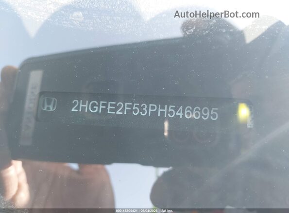2HGFE2F53PH546695 2023 HONDA CIVIC Gray Engine compartment view