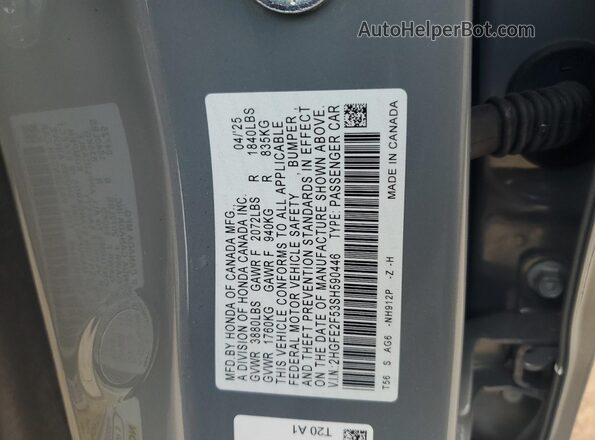 2HGFE2F53SH590446 2025 HONDA CIVIC Серый 