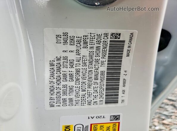 2HGFE2F53TH553866 2026 HONDA CIVIC White 