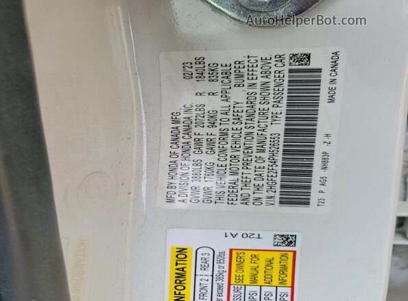 2HGFE2F54PH526553 2023 HONDA CIVIC White Widok komory silnika