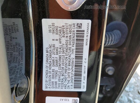 2HGFE2F54PH556412 2023 HONDA CIVIC Черный Вид подкапотного пространства