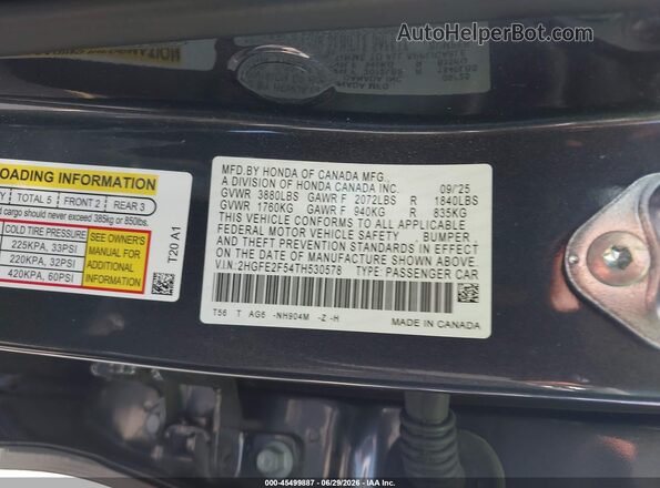2HGFE2F54TH530578 2026 HONDA CIVIC Gray Engine compartment view