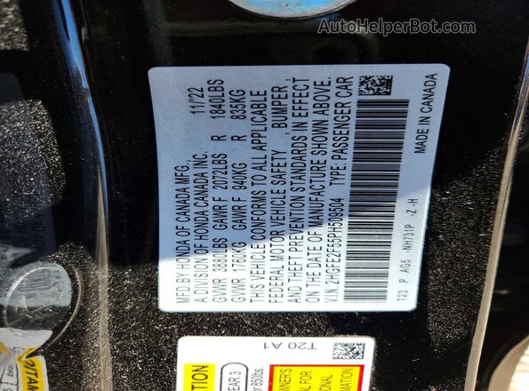 2HGFE2F55PH509504 2023 HONDA CIVIC Black Շարժիչի բաժամունքի տեսք