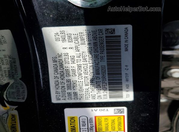 2HGFE2F55RH582553 2024 HONDA CIVIC Черный Вид подкапотного пространства