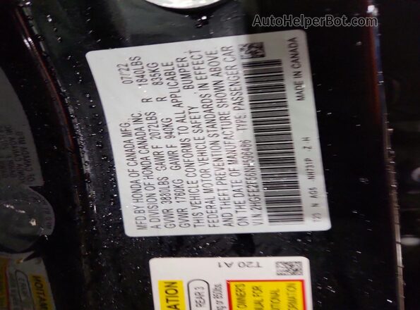 2HGFE2F56NH596486 2022 HONDA CIVIC Black 