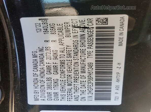 2HGFE2F56PH512489 2023 HONDA CIVIC Черный 