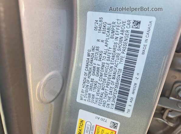 2HGFE2F56SH504708 2025 HONDA CIVIC Серебряный 