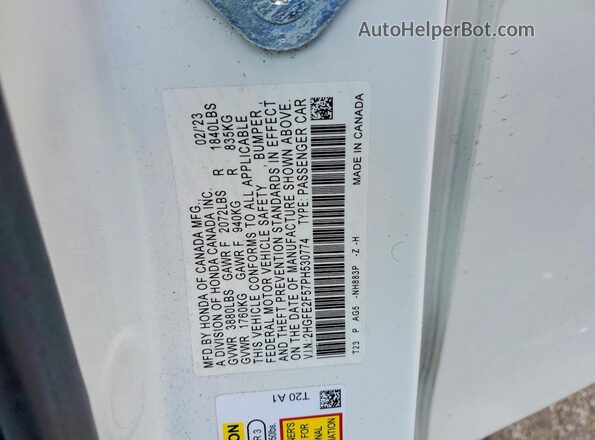 2HGFE2F57PH530774 2023 HONDA CIVIC White ძრავის განყოფილების ხედი