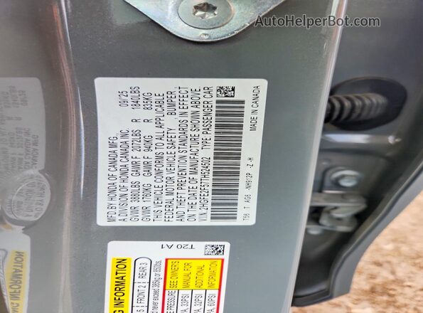 2HGFE2F57TH524502 2026 HONDA CIVIC Gray Vista del compartimento del motor