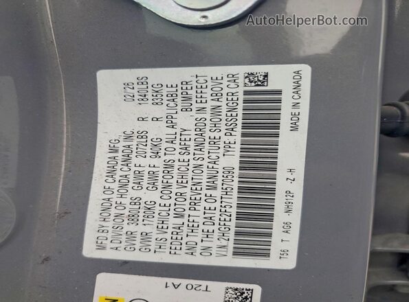 2HGFE2F57TH570590 2026 HONDA CIVIC Gray 