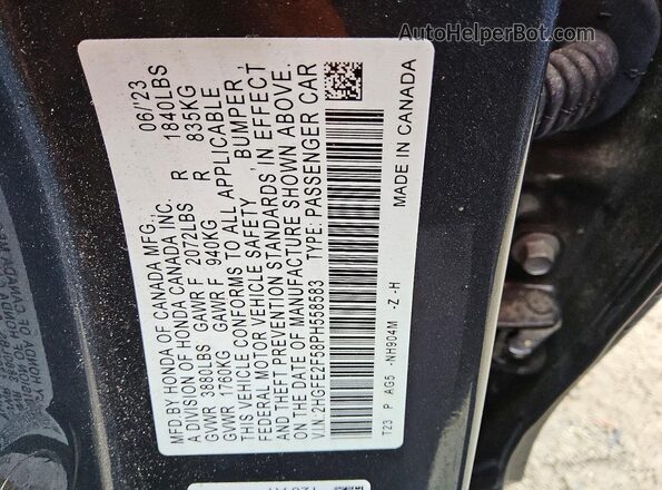 2HGFE2F58PH558583 2023 HONDA CIVIC Gray Vista del compartimento del motor