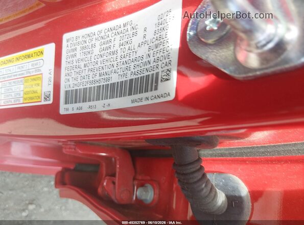2HGFE2F58SH575991 2025 HONDA CIVIC Red Вид підкапотного простору