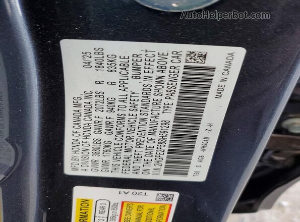 2HGFE2F58SH591298 2025 HONDA CIVIC Black Շարժիչի բաժամունքի տեսք