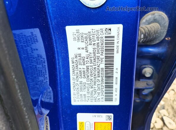 2HGFE2F59NH535388 2022 HONDA CIVIC Синий 