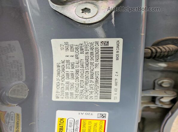 2HGFE2F59NH541370 2022 HONDA CIVIC Gray 