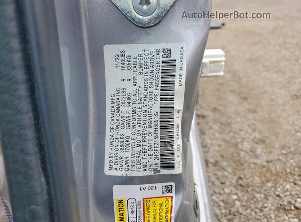 2HGFE2F59PH509182 2023 HONDA CIVIC Silver Widok naklejki z numerem VIN