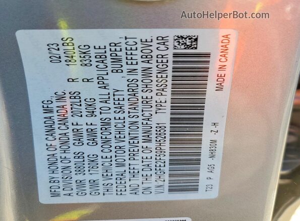 2HGFE2F59PH526581 2023 HONDA CIVIC Silver 