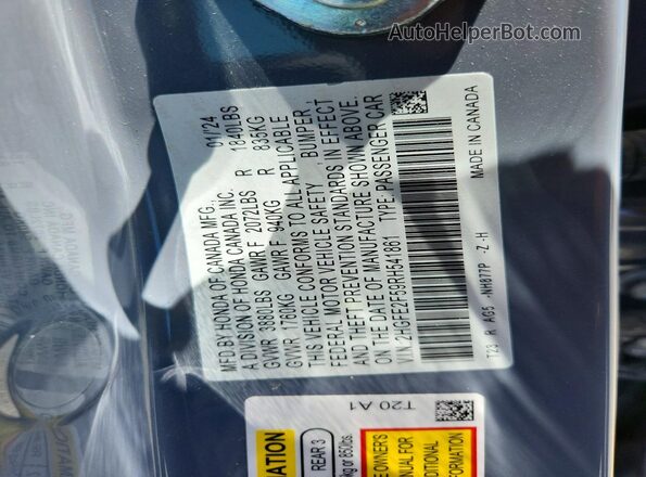 2HGFE2F59RH541861 2024 HONDA CIVIC Teal Widok komory silnika