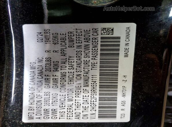 2HGFE2F59RH554111 2024 HONDA CIVIC Black 