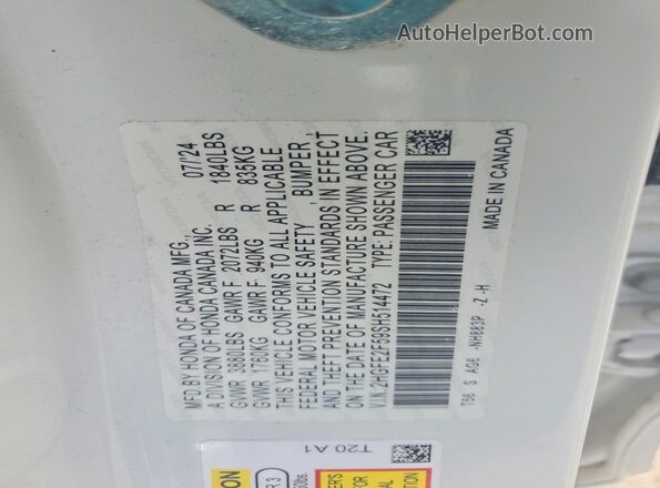 2HGFE2F59SH514472 2025 HONDA CIVIC White 