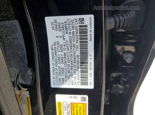 2HGFE2F59TH591246 2026 HONDA CIVIC Black Engine compartment view