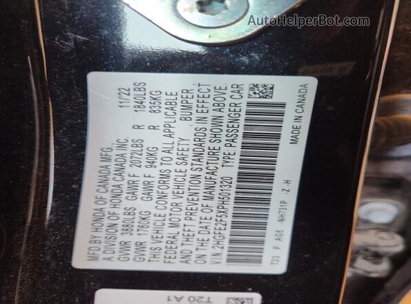 2HGFE2F5XPH501320 2023 HONDA CIVIC Black Vista del compartimento del motor