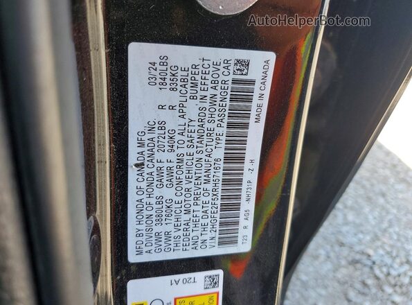 2HGFE2F5XRH571676 2024 HONDA CIVIC Черный Вид наклейки с VIN-кодом