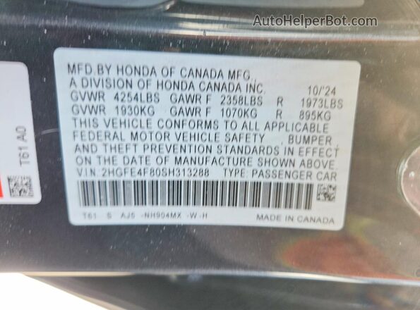 2HGFE4F80SH313288 2025 HONDA CIVIC Серый 