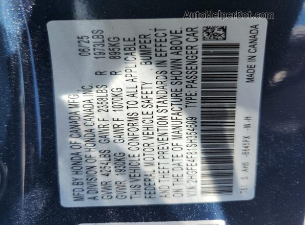 2HGFE4F81SH354609 2025 HONDA CIVIC Blue 