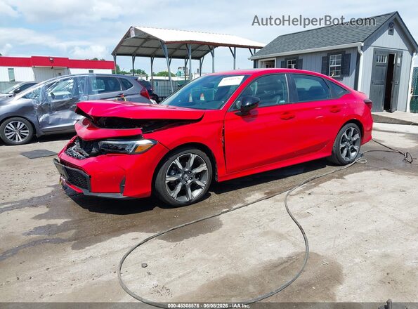 2HGFE4F82SH336345 2025 HONDA CIVIC HYBRID Red Առջևի ձախ երեք քառորդ տեսարան