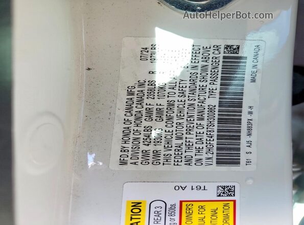 2HGFE4F87SH300862 2025 HONDA CIVIC White VIN sticker view