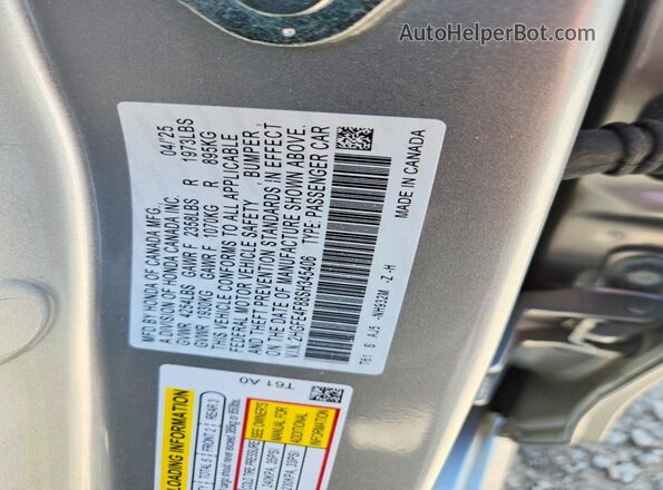 2HGFE4F88SH345406 2025 HONDA CIVIC Silver Widok naklejki z numerem VIN