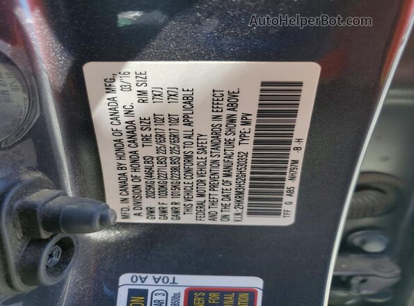 2HKRM3H52GH530352 2016 HONDA CR-V Gray Widok komory silnika