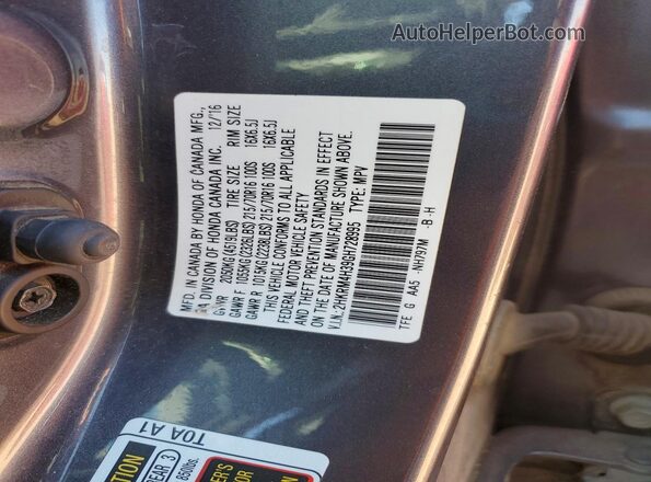 2HKRM4H39GH728995 2016 HONDA CR-V Charcoal 