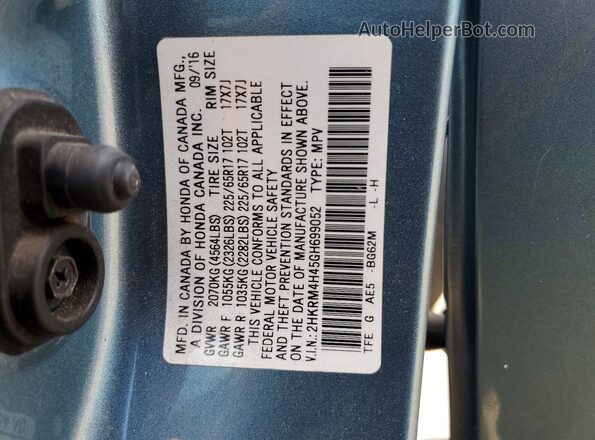 2HKRM4H45GH699052 2016 HONDA CR-V Blue 