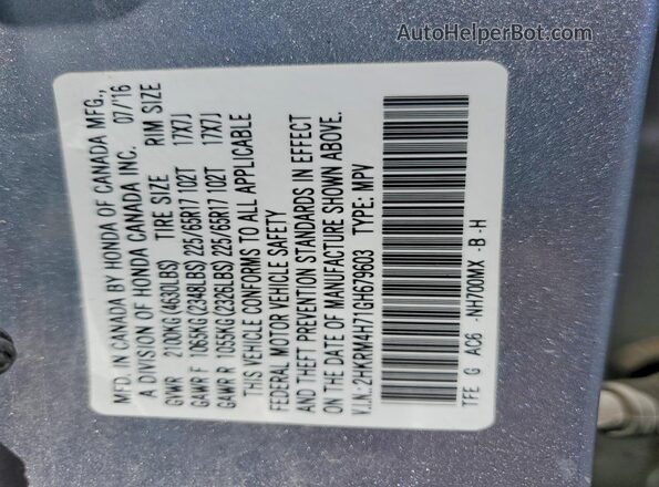 2HKRM4H71GH679603 2016 HONDA CR-V White Widok naklejki z numerem VIN
