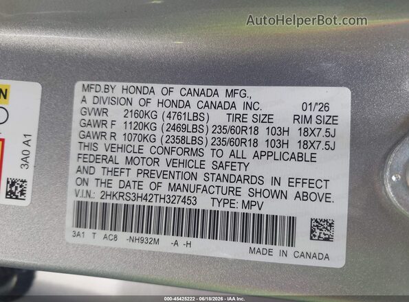 2HKRS3H42TH327453 2026 HONDA CR-V Silver Engine compartment view