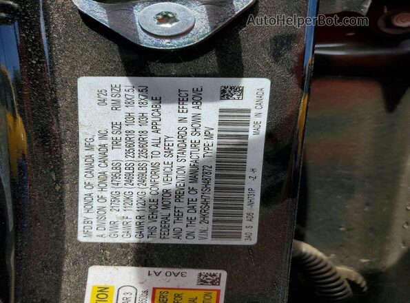 2HKRS4H71SH487872 2025 HONDA CR-V Black Widok naklejki z numerem VIN