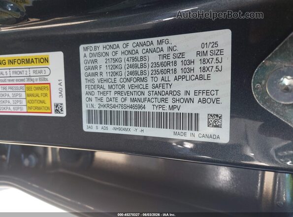 2HKRS4H76SH465964 2025 HONDA CR-V Серый Вид подкапотного пространства