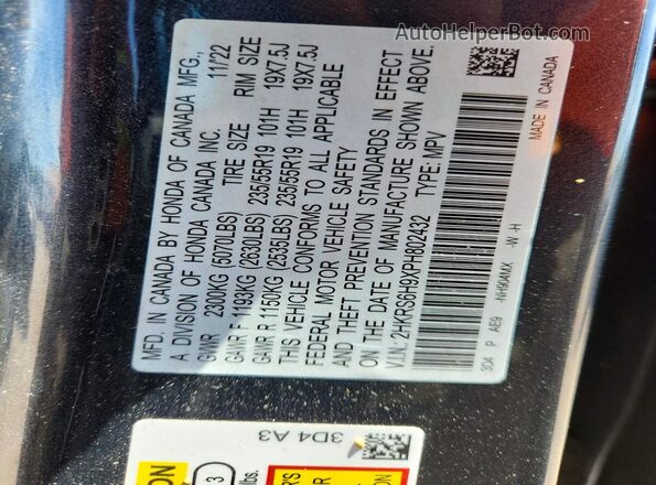 2HKRS6H9XPH802432 2023 HONDA CR-V Gray 