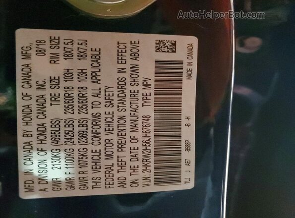 2HKRW2H56JH676748 2018 HONDA CR-V Blue Widok wnętrza 360 stopni