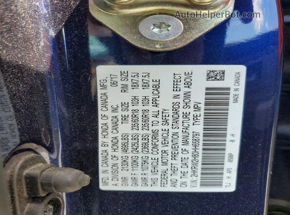 2HKRW2H80HH658797 2017 HONDA CR-V Blue Սալոնի 360 աստիճան տեսք