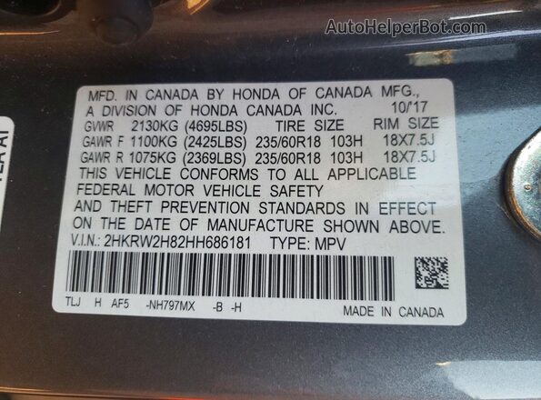 2HKRW2H82HH686181 2017 HONDA CR-V Gray 