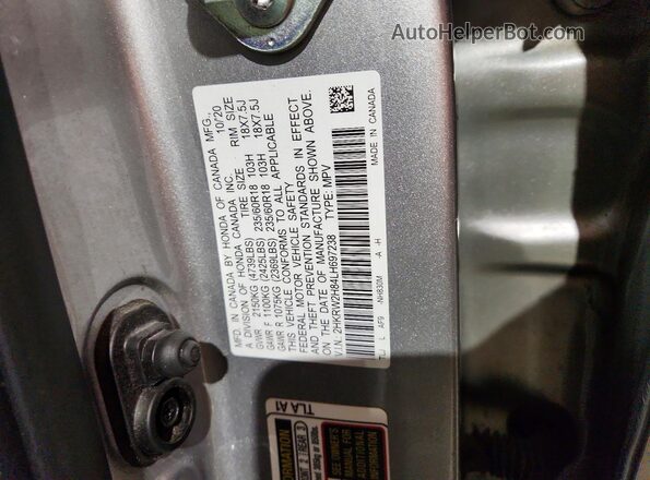 2HKRW2H84LH697238 2020 HONDA CR-V Silver 